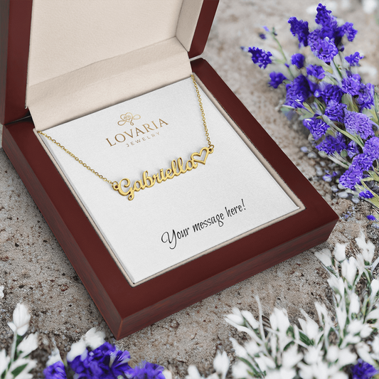 Heart Name Necklace - 18K Yellow Gold Finish