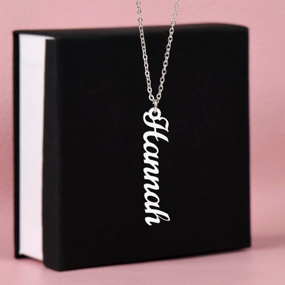 Vertical Name Necklace - 18K Yellow Gold Finish