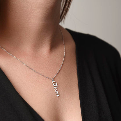 Vertical Name Necklace - 18K Yellow Gold Finish