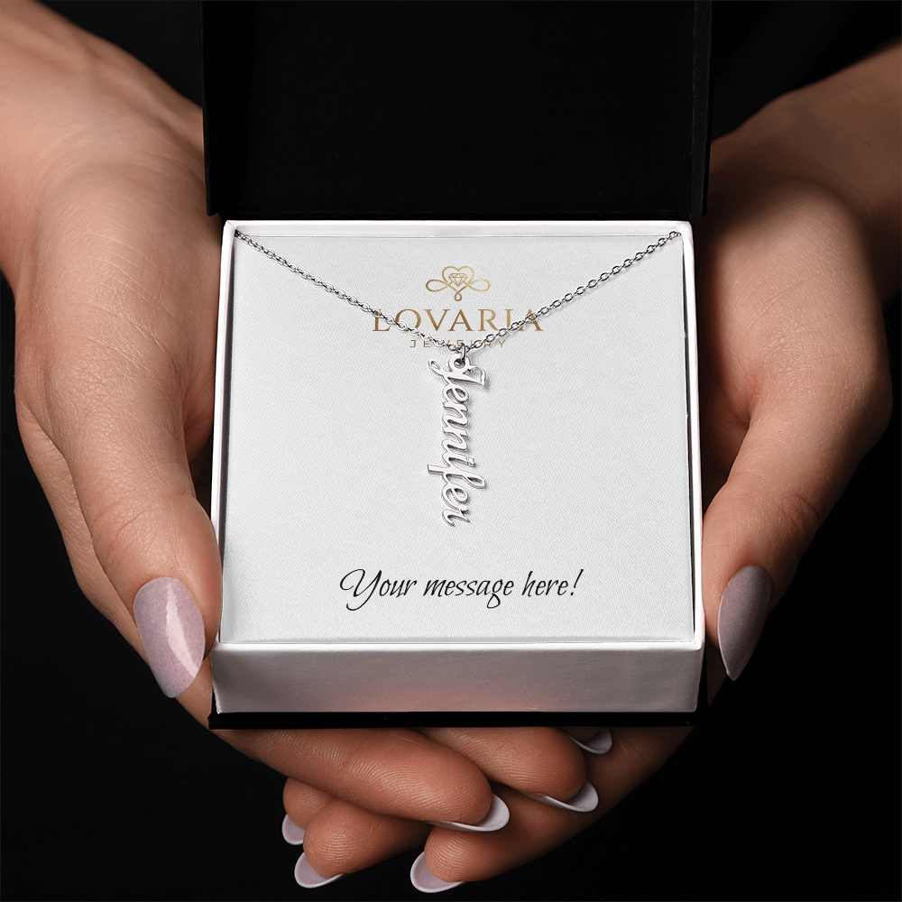 Vertical Name Necklace - 18K Yellow Gold Finish