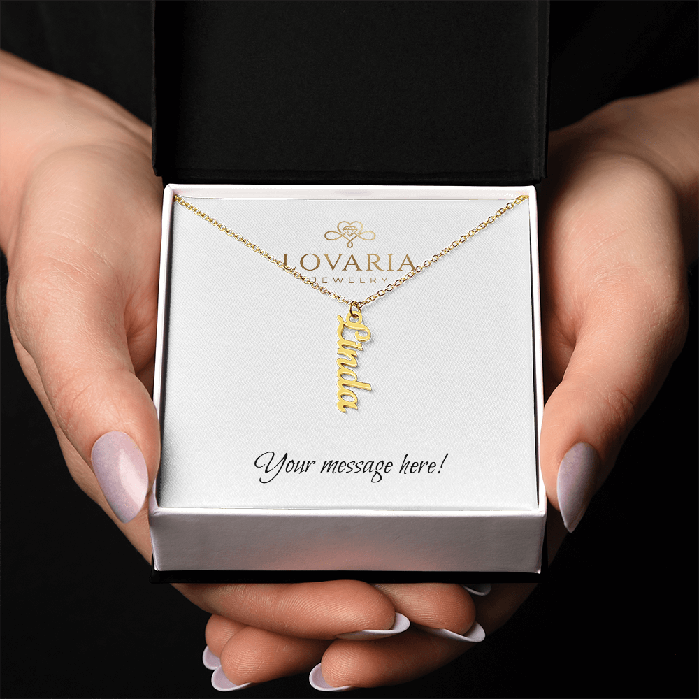 Vertical Name Necklace - 18K Yellow Gold Finish
