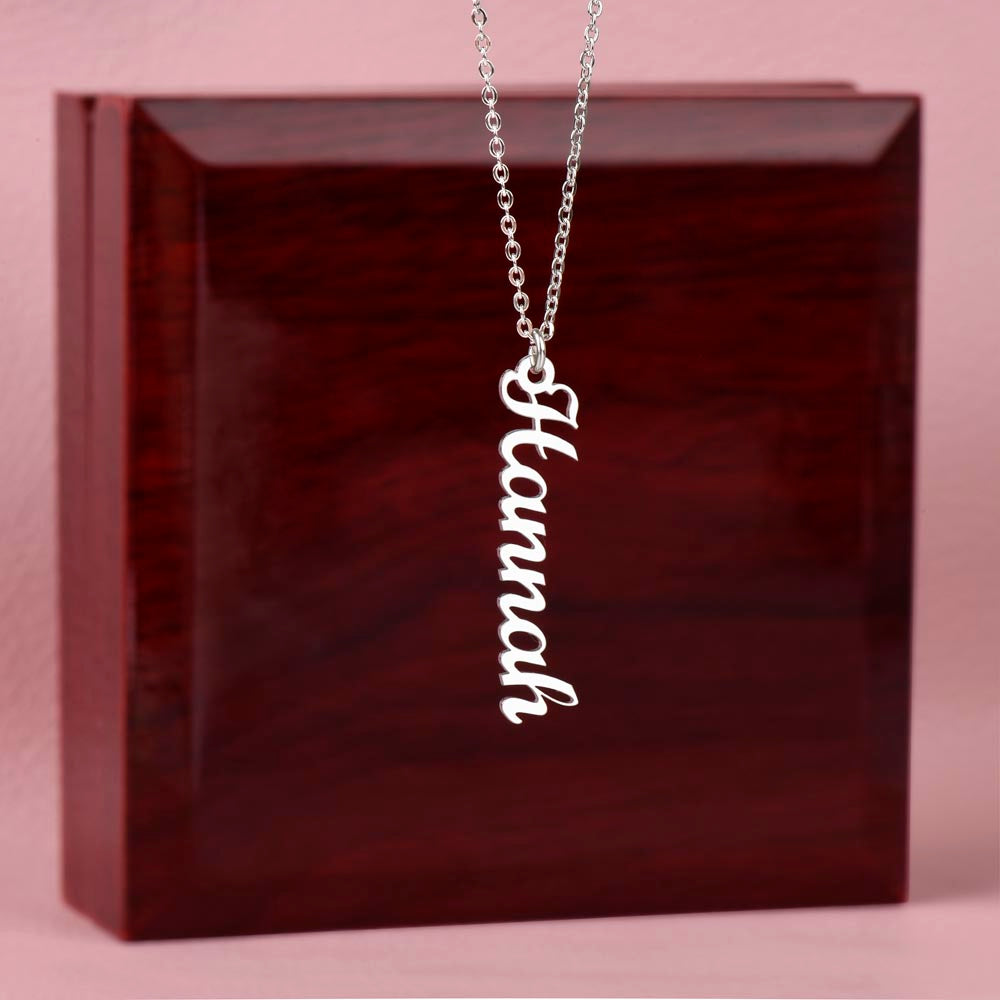 Vertical Name Necklace - 18K Yellow Gold Finish