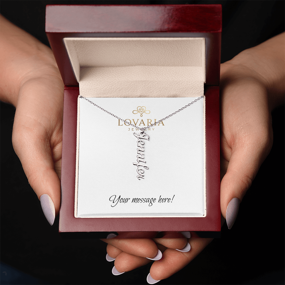 Vertical Name Necklace - 18K Yellow Gold Finish
