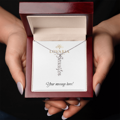 Vertical Name Necklace - 18K Yellow Gold Finish