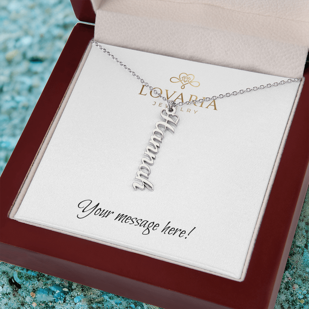 Vertical Name Necklace - 18K Yellow Gold Finish
