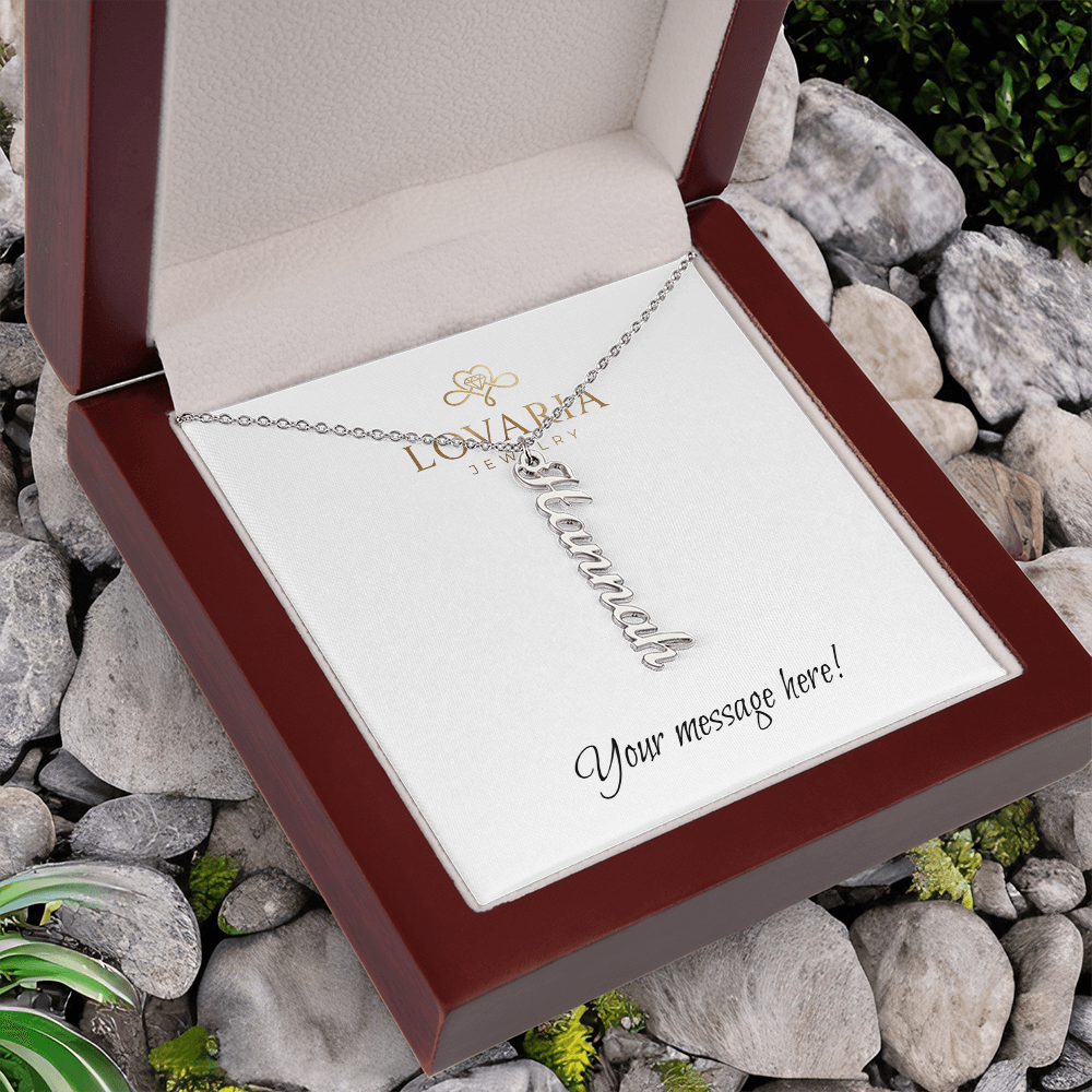 Vertical Name Necklace - 18K Yellow Gold Finish