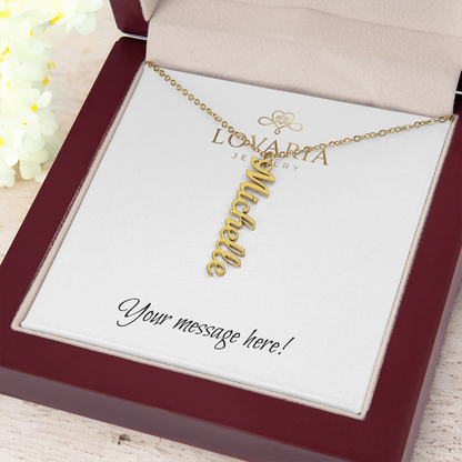 Vertical Name Necklace - 18K Yellow Gold Finish