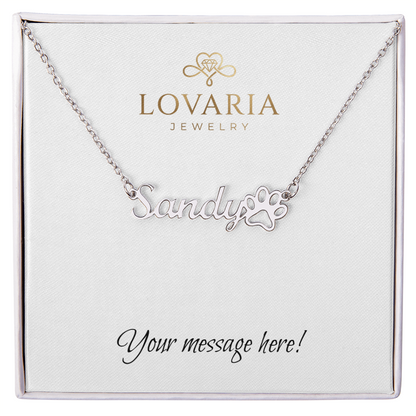 Paw Print Name Necklace - 18K Yellow Gold Finish