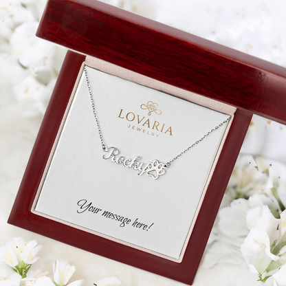 Paw Print Name Necklace - 18K Yellow Gold Finish