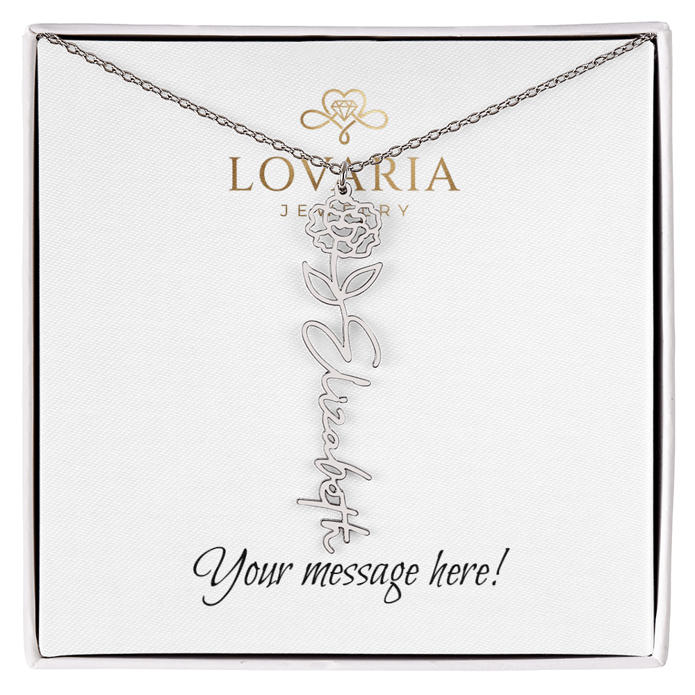 Flower Name Necklace - 18K Yellow Gold Finish