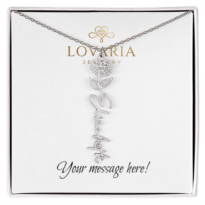 Flower Name Necklace - 18K Yellow Gold Finish