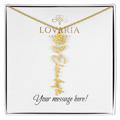 Flower Name Necklace - 18K Yellow Gold Finish