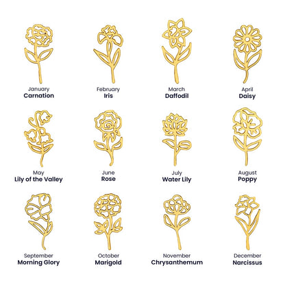 Flower Name Necklace - 18K Yellow Gold Finish