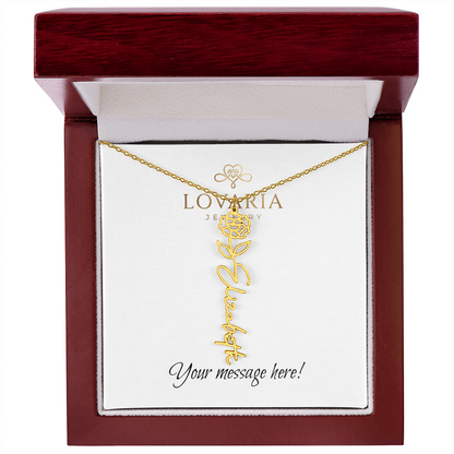 Flower Name Necklace - 18K Yellow Gold Finish