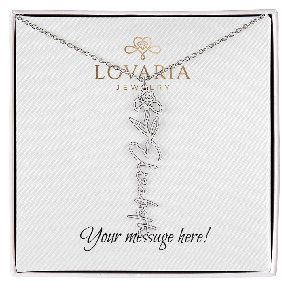 Flower Name Necklace - 18K Yellow Gold Finish