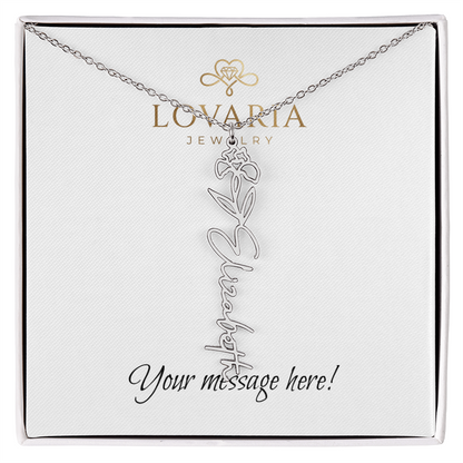 Flower Name Necklace - 18K Yellow Gold Finish