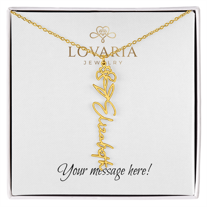 Flower Name Necklace - 18K Yellow Gold Finish