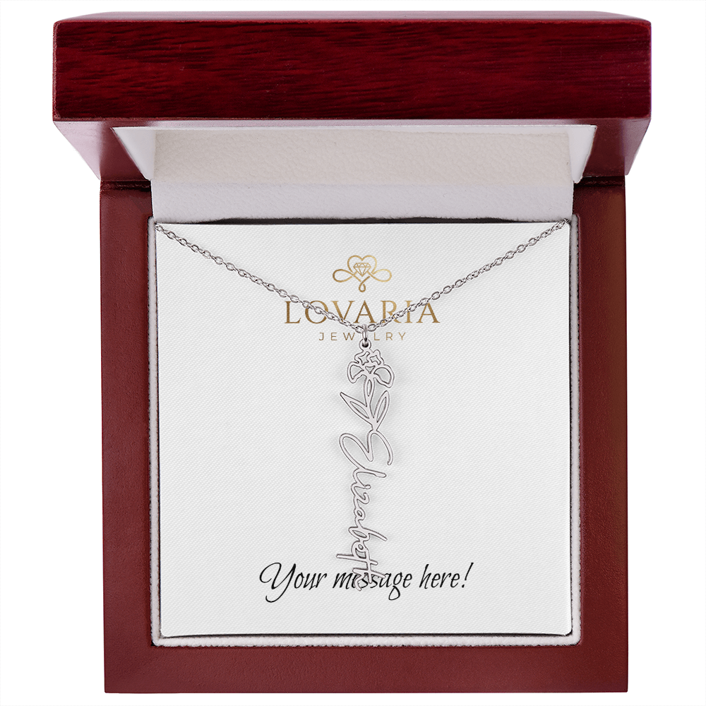 Flower Name Necklace - 18K Yellow Gold Finish