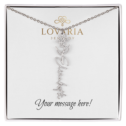 Flower Name Necklace - 18K Yellow Gold Finish