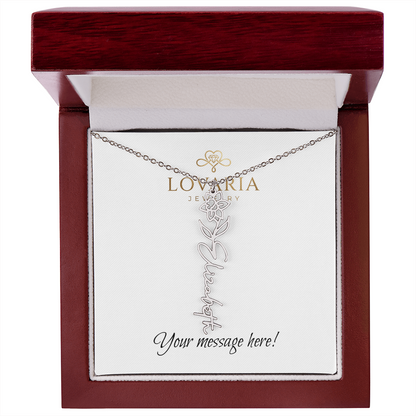 Flower Name Necklace - 18K Yellow Gold Finish