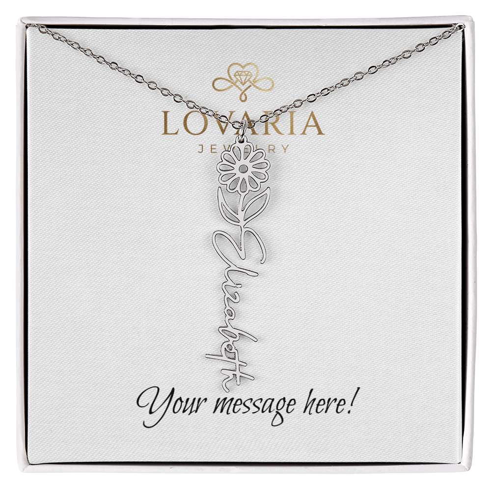 Flower Name Necklace - 18K Yellow Gold Finish