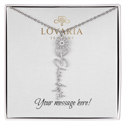 Flower Name Necklace - 18K Yellow Gold Finish