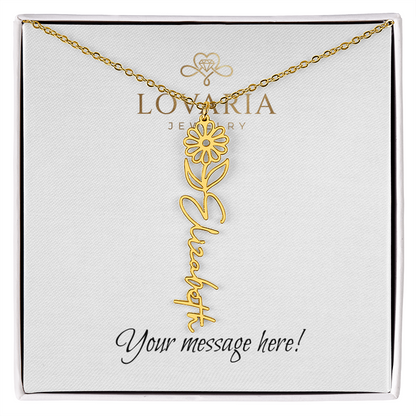 Flower Name Necklace - 18K Yellow Gold Finish