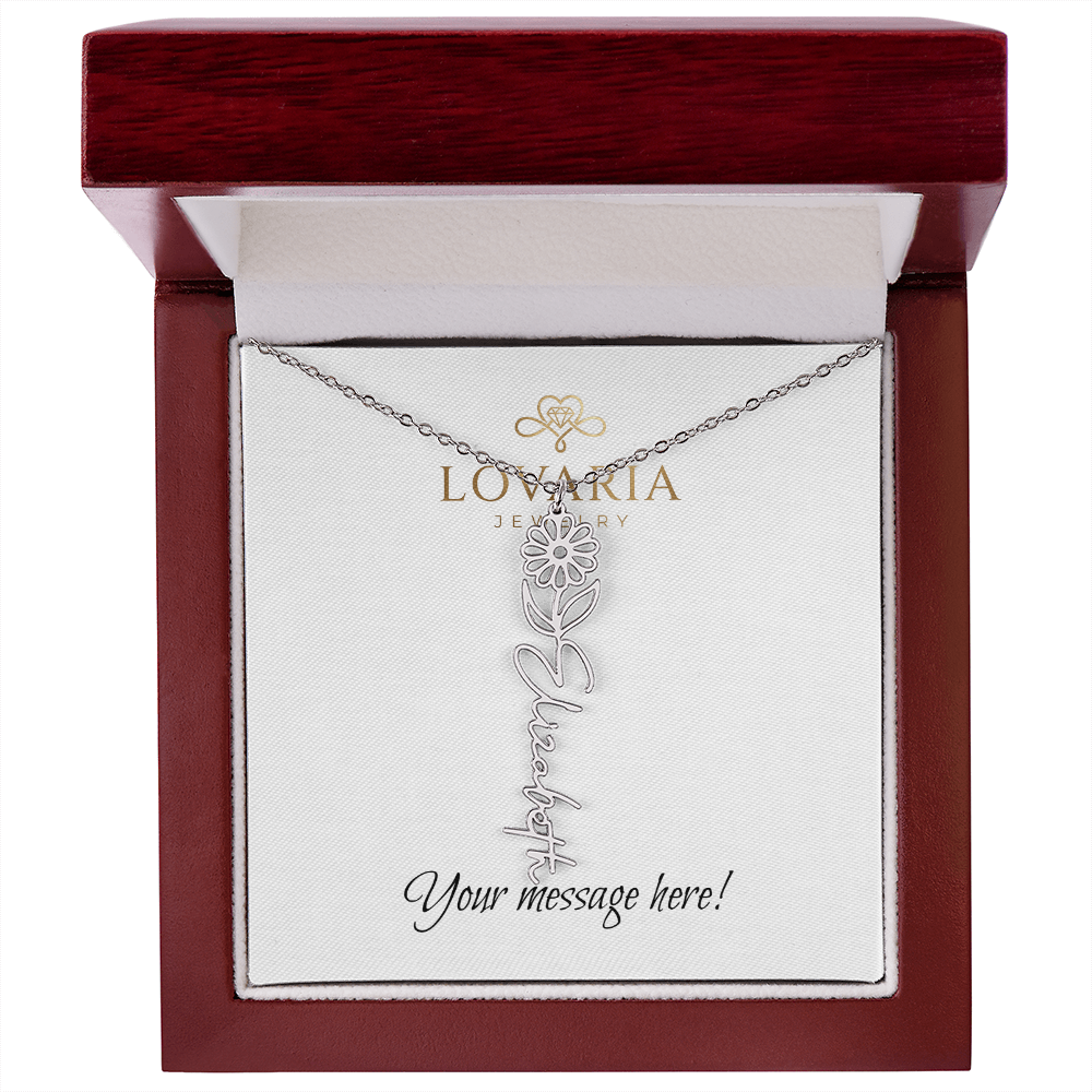 Flower Name Necklace - 18K Yellow Gold Finish