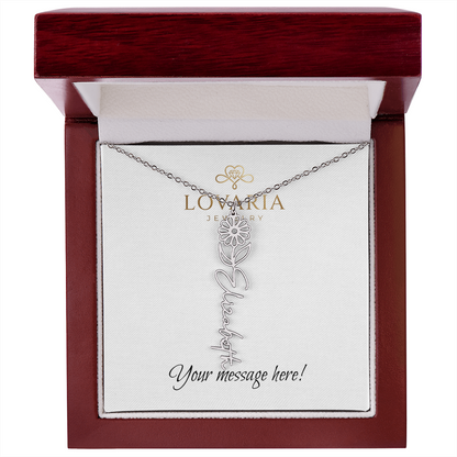 Flower Name Necklace - 18K Yellow Gold Finish