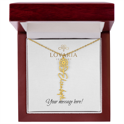 Flower Name Necklace - 18K Yellow Gold Finish