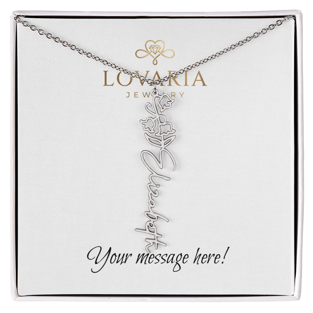 Flower Name Necklace - 18K Yellow Gold Finish
