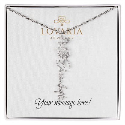 Flower Name Necklace - 18K Yellow Gold Finish