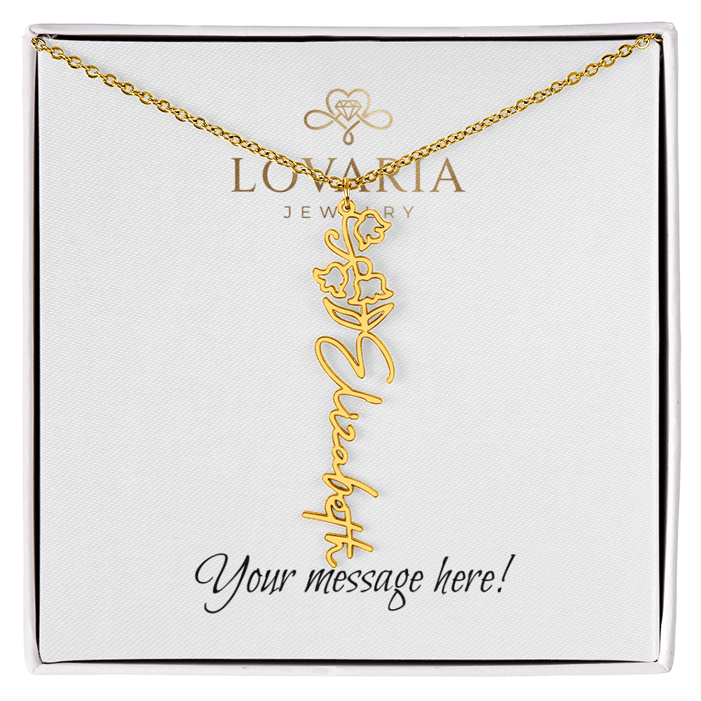 Flower Name Necklace - 18K Yellow Gold Finish