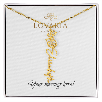 Flower Name Necklace - 18K Yellow Gold Finish