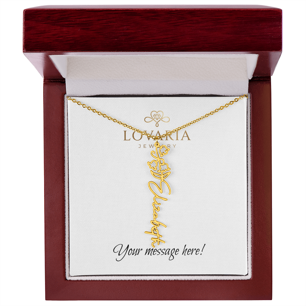 Flower Name Necklace - 18K Yellow Gold Finish
