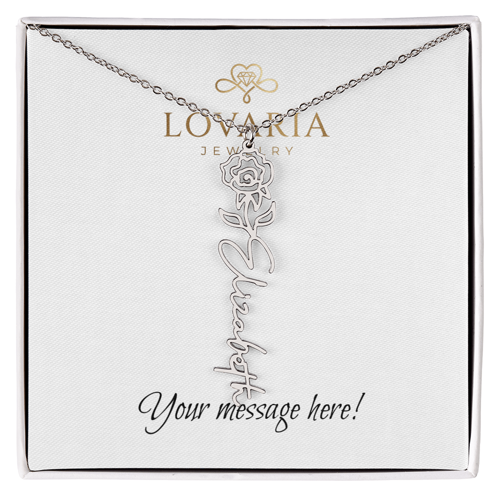 Flower Name Necklace - 18K Yellow Gold Finish