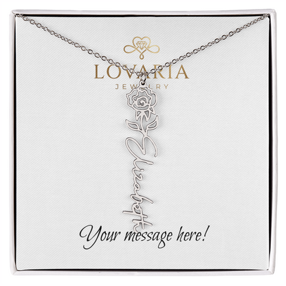 Flower Name Necklace - 18K Yellow Gold Finish