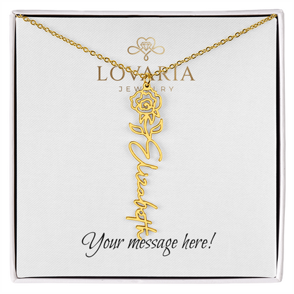 Flower Name Necklace - 18K Yellow Gold Finish