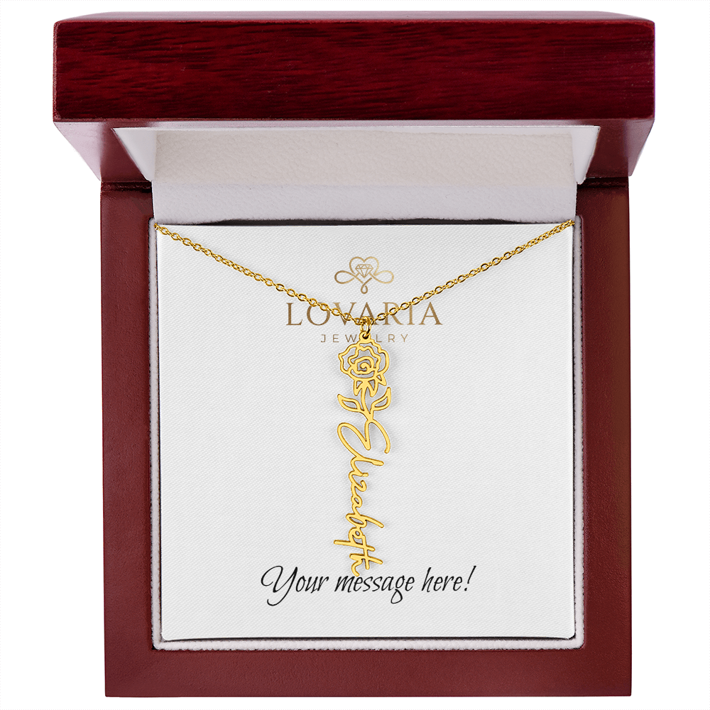 Flower Name Necklace - 18K Yellow Gold Finish
