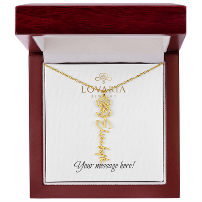 Flower Name Necklace - 18K Yellow Gold Finish
