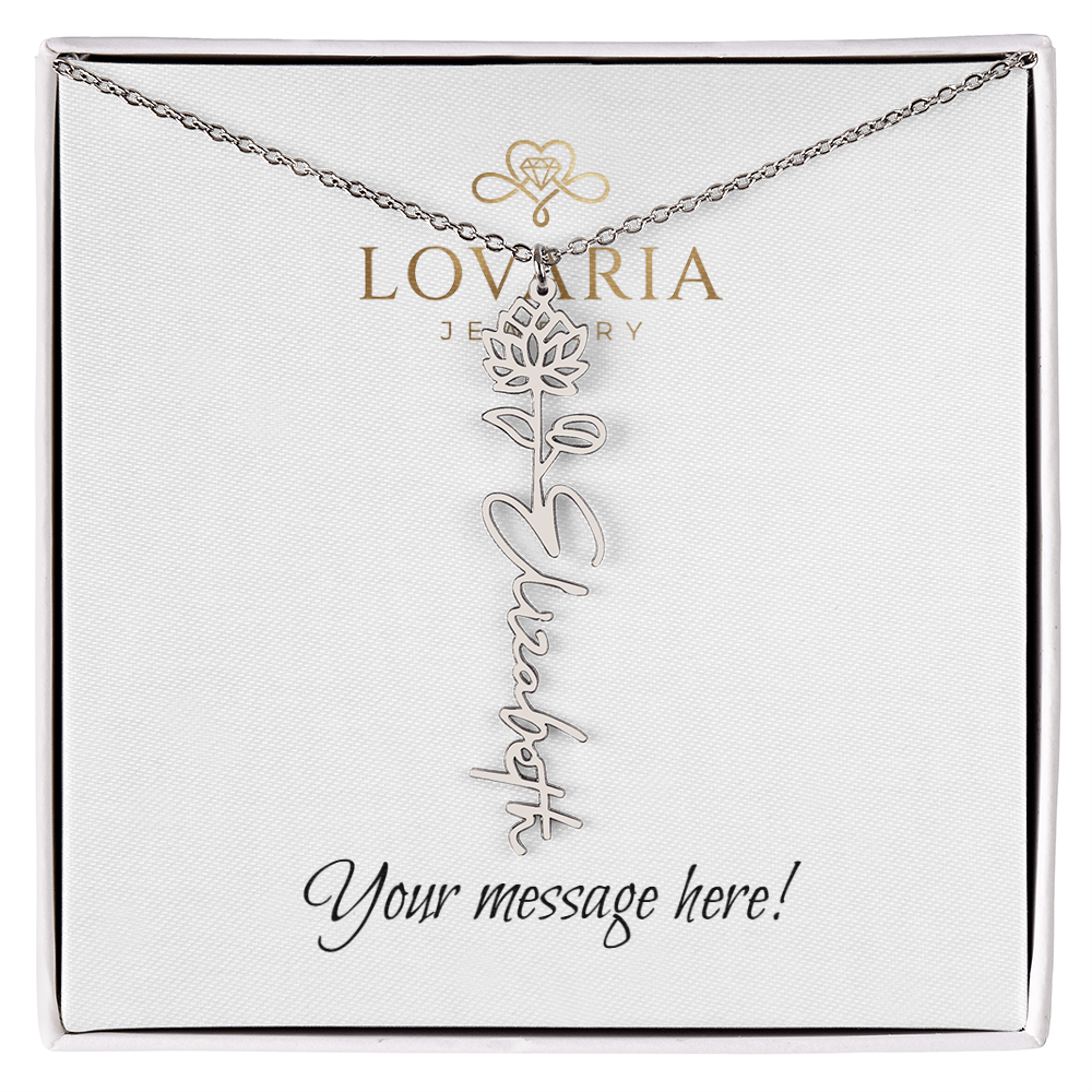 Flower Name Necklace - 18K Yellow Gold Finish
