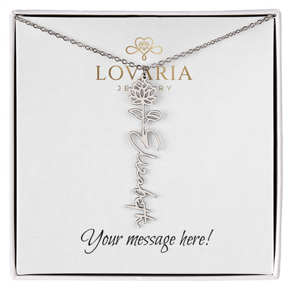 Flower Name Necklace - 18K Yellow Gold Finish