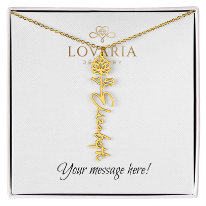 Flower Name Necklace - 18K Yellow Gold Finish
