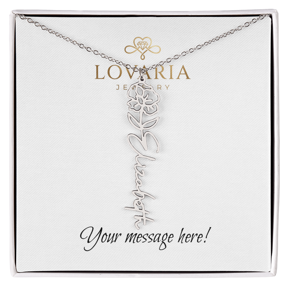 Flower Name Necklace - 18K Yellow Gold Finish