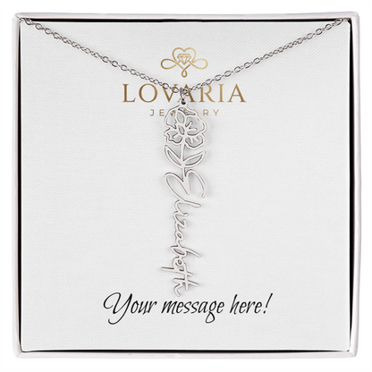 Flower Name Necklace - 18K Yellow Gold Finish