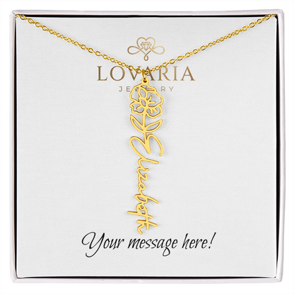 Flower Name Necklace - 18K Yellow Gold Finish