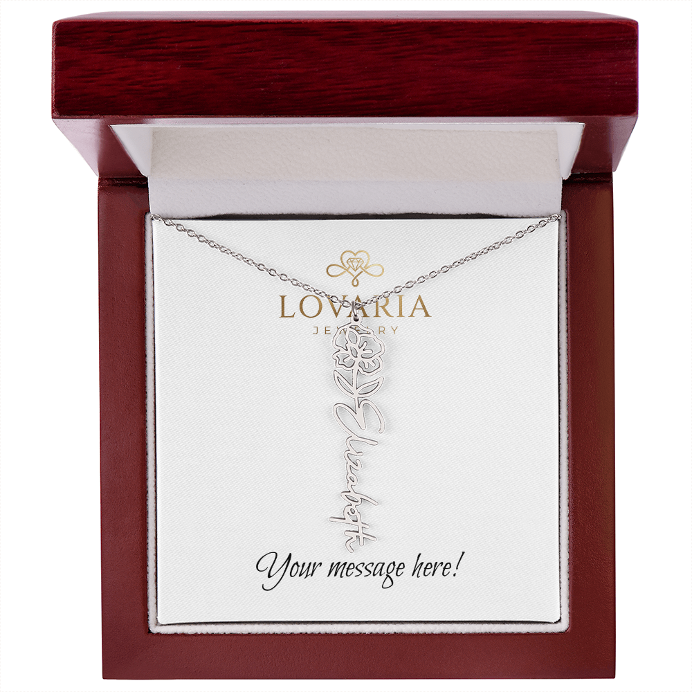 Flower Name Necklace - 18K Yellow Gold Finish