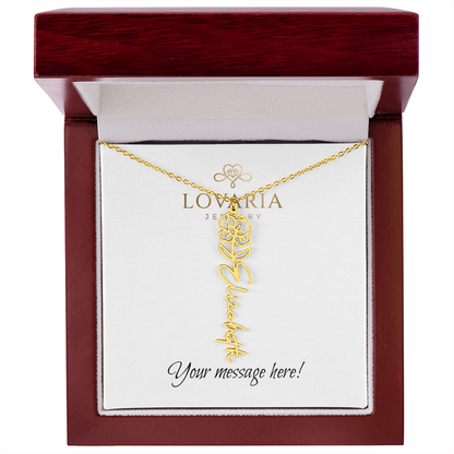 Flower Name Necklace - 18K Yellow Gold Finish