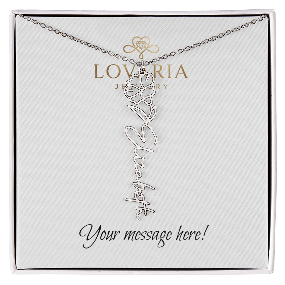 Flower Name Necklace - 18K Yellow Gold Finish