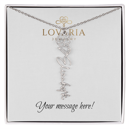 Flower Name Necklace - 18K Yellow Gold Finish